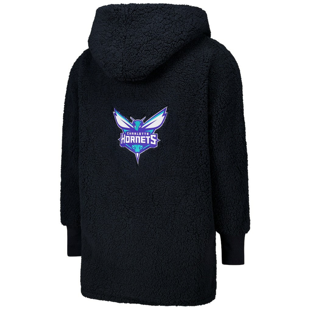 NBA - The Best Lounger in the World By Jill Martin Charlotte Hornets Unisex Black Oversized Open-Front Hoodie Sweater