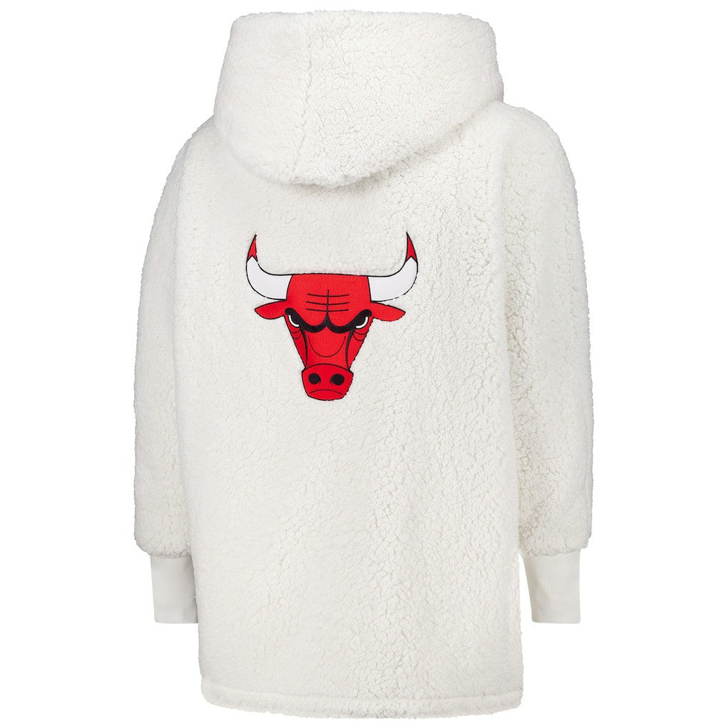 NBA - The Best Lounger in the World By Jill Martin Chicago Bulls Unisex Cream Oversized Open-Front Hoodie Sweater