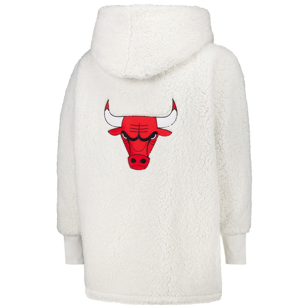 NBA - The Best Lounger in the World By Jill Martin Chicago Bulls Unisex Cream Oversized Open-Front Hoodie Sweater