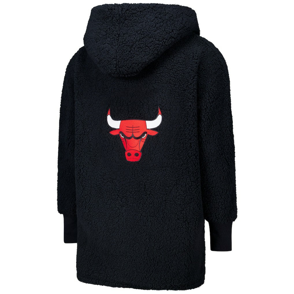 NBA - The Best Lounger in the World By Jill Martin Chicago Bulls Unisex Black Oversized Open-Front Hoodie Sweater