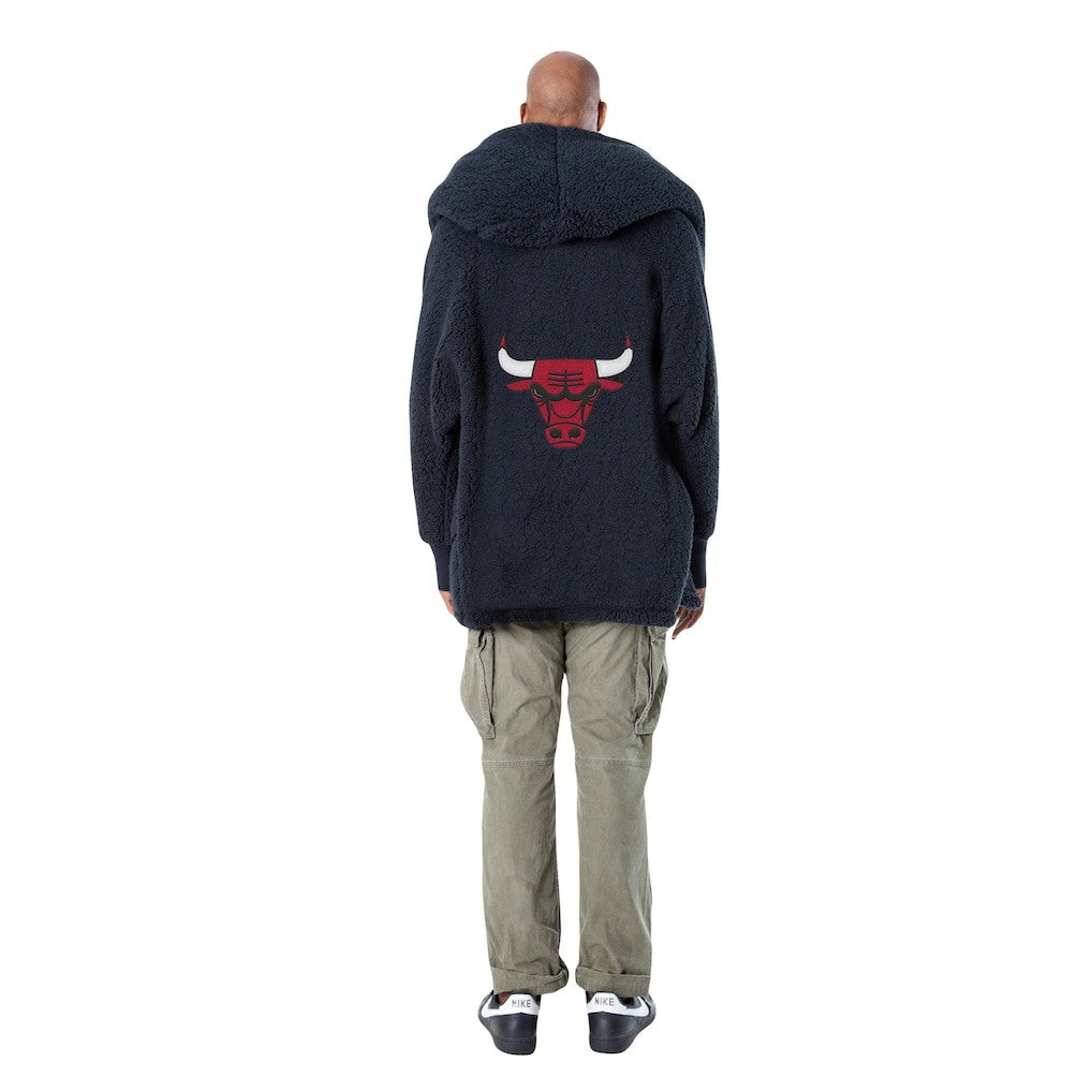 NBA - The Best Lounger in the World By Jill Martin Chicago Bulls Unisex Black Oversized Open-Front Hoodie Sweater