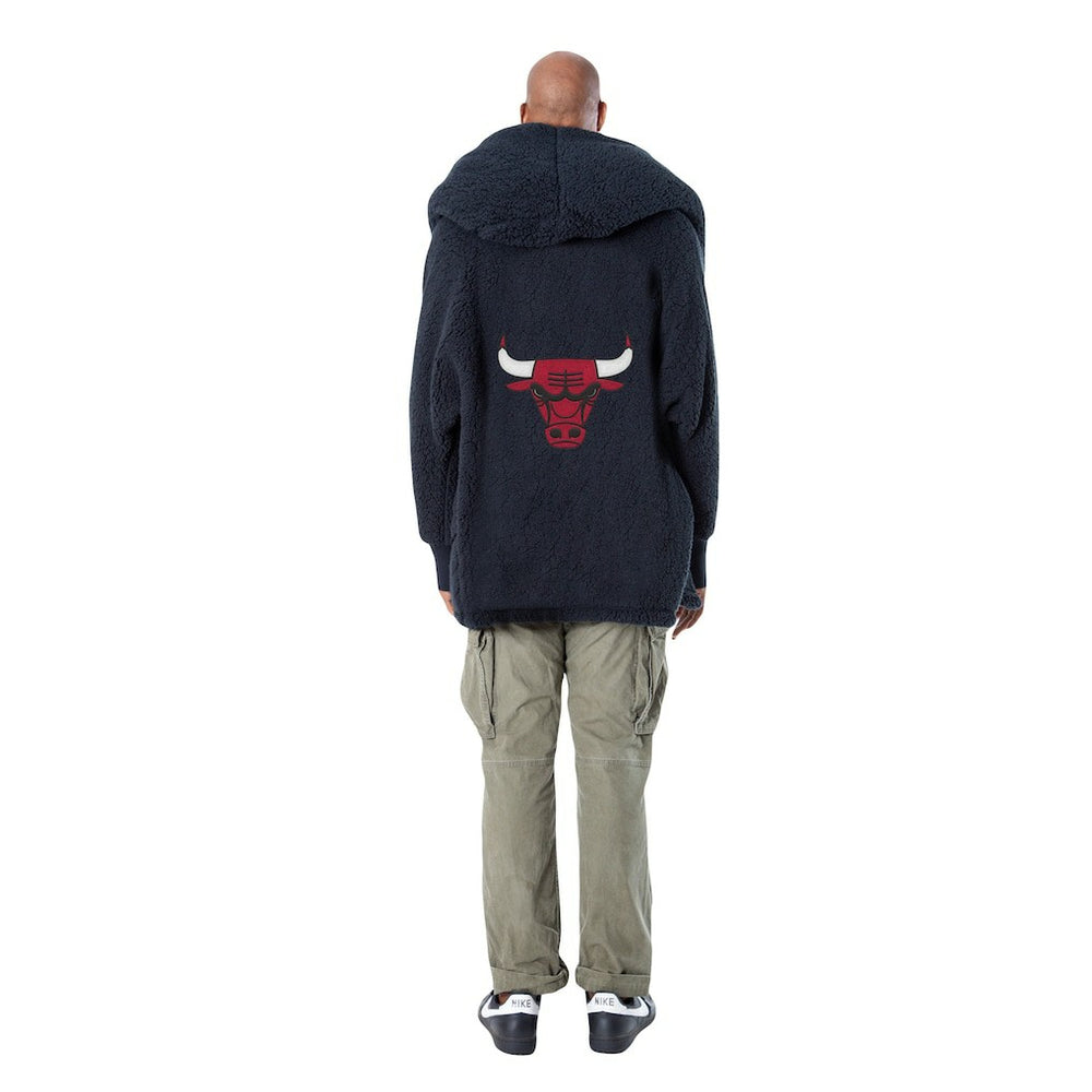 NBA - The Best Lounger in the World By Jill Martin Chicago Bulls Unisex Black Oversized Open-Front Hoodie Sweater