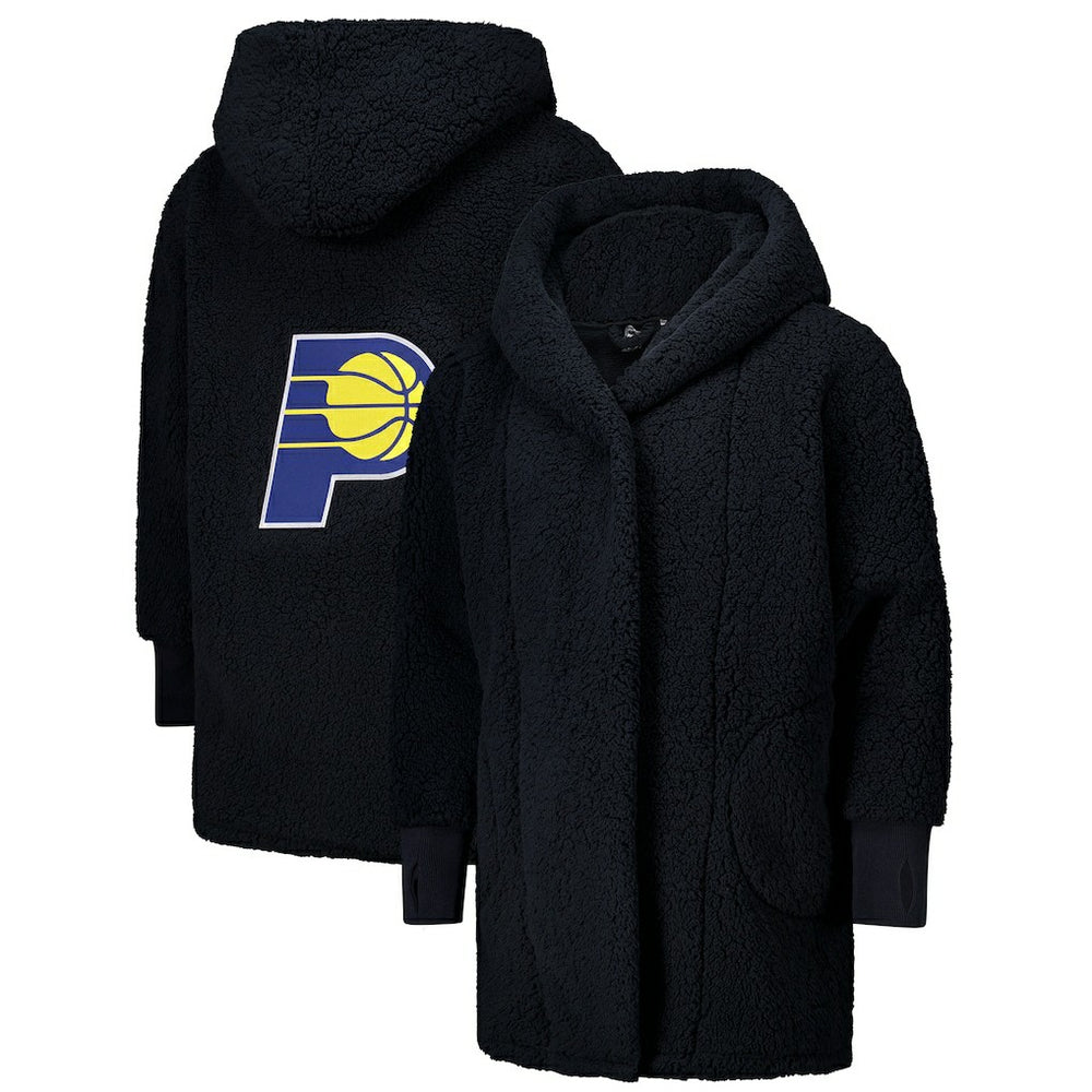 NBA - The Best Lounger in the World By Jill Martin Indiana Pacers Unisex Black Oversized Open-Front Hoodie Sweater