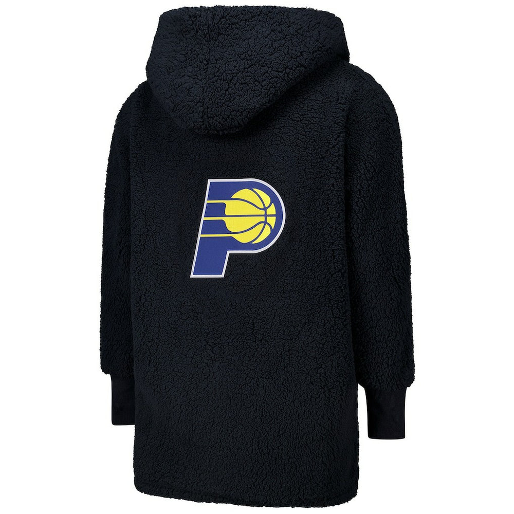NBA - The Best Lounger in the World By Jill Martin Indiana Pacers Unisex Black Oversized Open-Front Hoodie Sweater