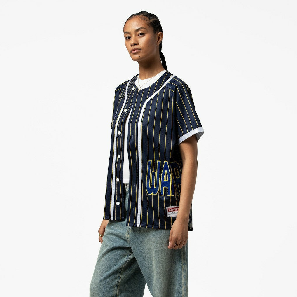 Mitchell & Ness - Golden State Warriors x DANNIJO Women's Fashion Baseball Jersey - Blue