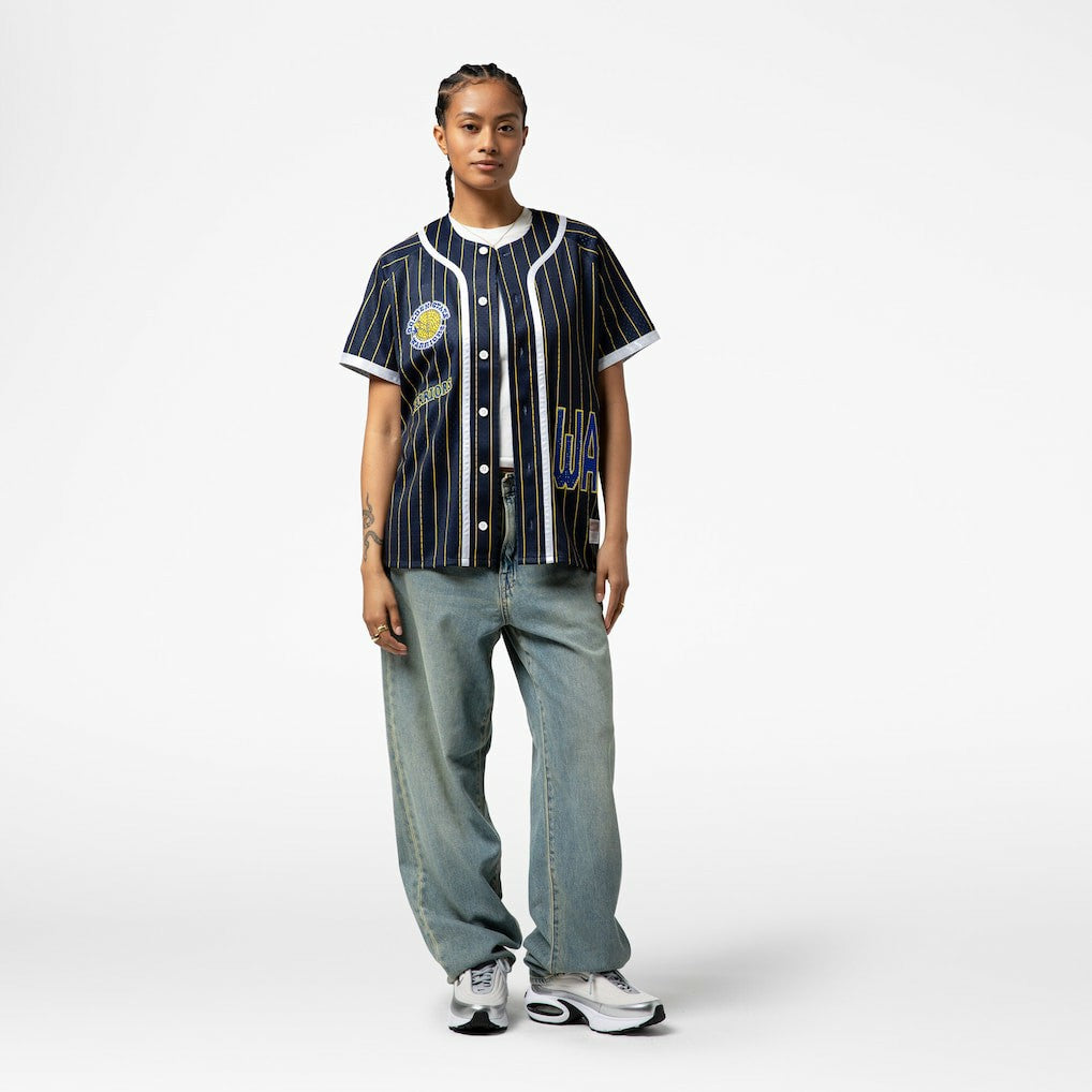 Mitchell & Ness - Golden State Warriors x DANNIJO Women's Fashion Baseball Jersey - Blue