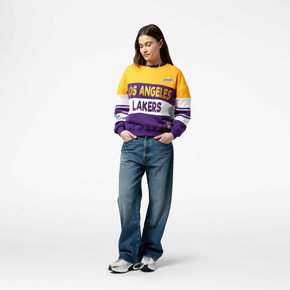 Mitchell & Ness - Los Angeles Lakers x DANNIJO Women's Blocked Pullover Sweatshirt - Gold/Purple