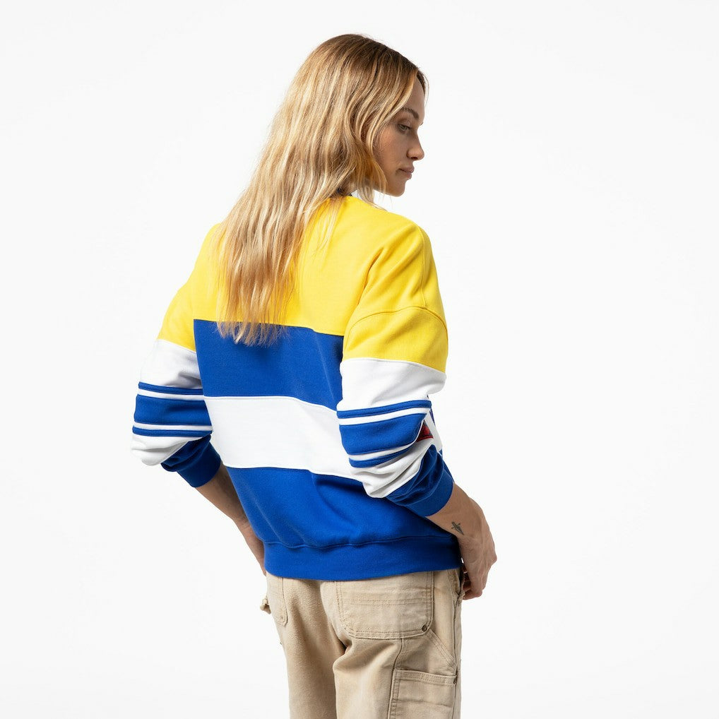 Mitchell & Ness - Golden State Warriors x DANNIJO Women's Blocked Pullover Sweatshirt - Gold/Royal