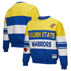 Mitchell & Ness - Golden State Warriors x DANNIJO Women's Blocked Pullover Sweatshirt - Gold/Royal