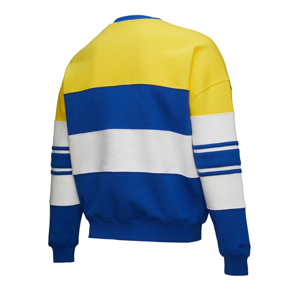 Mitchell & Ness - Golden State Warriors x DANNIJO Women's Blocked Pullover Sweatshirt - Gold/Royal