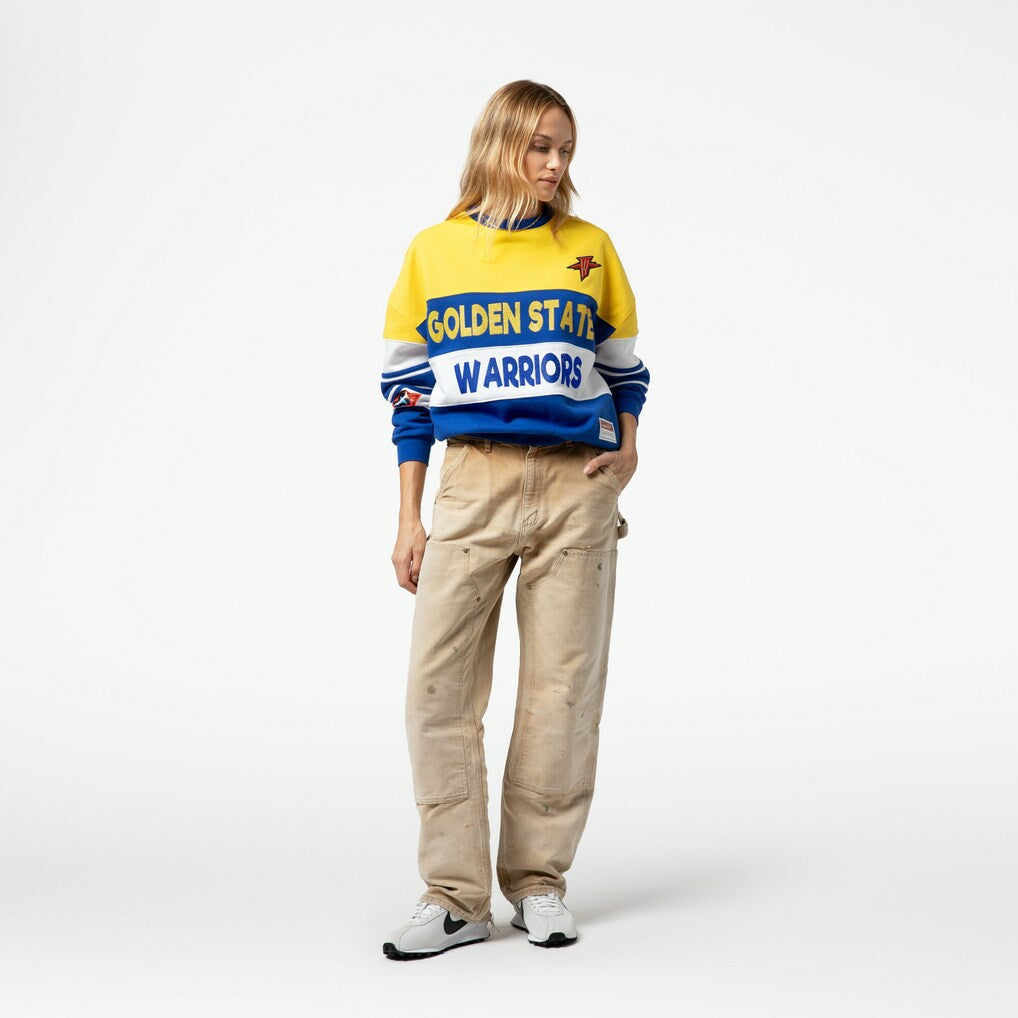 Mitchell & Ness - Golden State Warriors x DANNIJO Women's Blocked Pullover Sweatshirt - Gold/Royal
