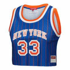 Mitchell & Ness - Patrick Ewing New York Knicks x DANNIJO Women's Fashion Cropped Basketball Jersey - Royal