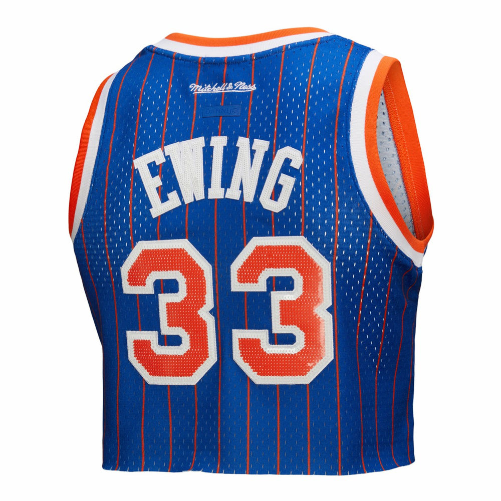 Mitchell & Ness - Patrick Ewing New York Knicks x DANNIJO Women's Fashion Cropped Basketball Jersey - Royal