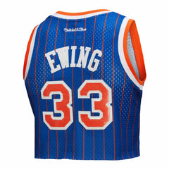 Mitchell & Ness - Patrick Ewing New York Knicks x DANNIJO Women's Fashion Cropped Basketball Jersey - Royal
