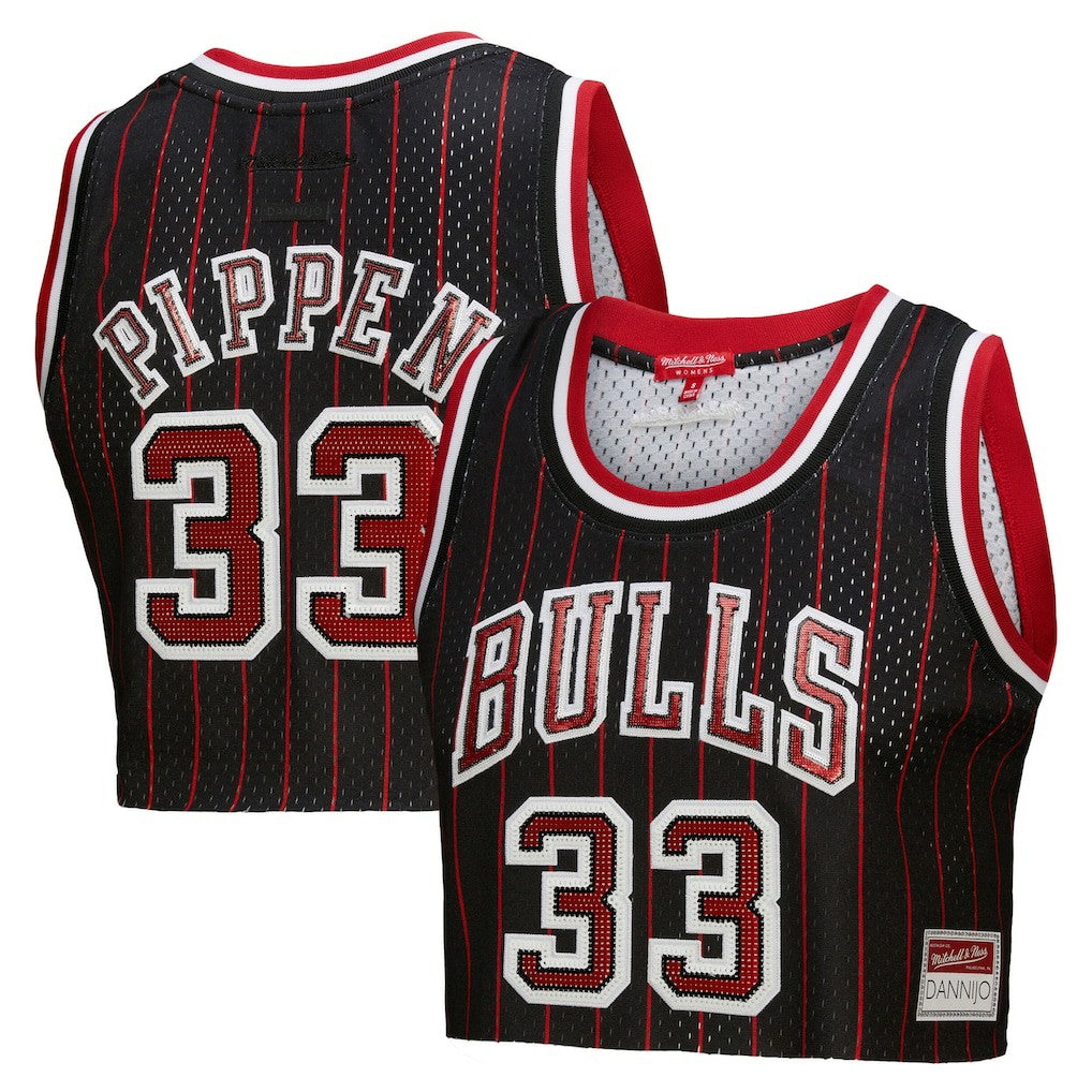 Scottie Pippen Chicago Bulls x DANNIJO Women's Fashion Cropped Basketball Jersey sale - Black | NBA Jerseys