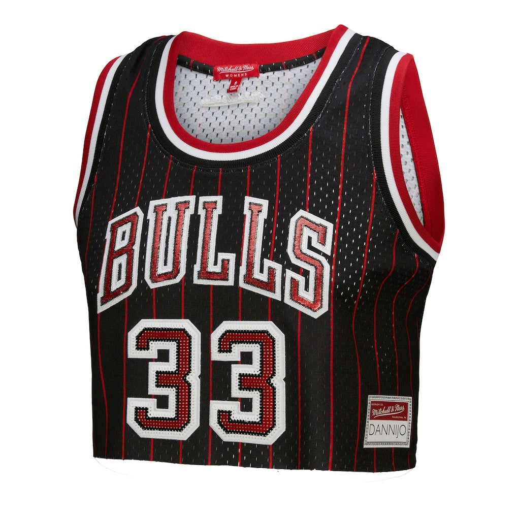 Mitchell & Ness - Scottie Pippen Chicago Bulls x DANNIJO Women's Fashion Cropped Basketball Jersey - Black