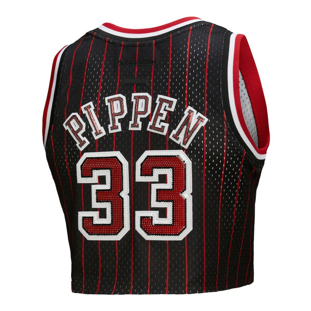 Mitchell & Ness - Scottie Pippen Chicago Bulls x DANNIJO Women's Fashion Cropped Basketball Jersey - Black