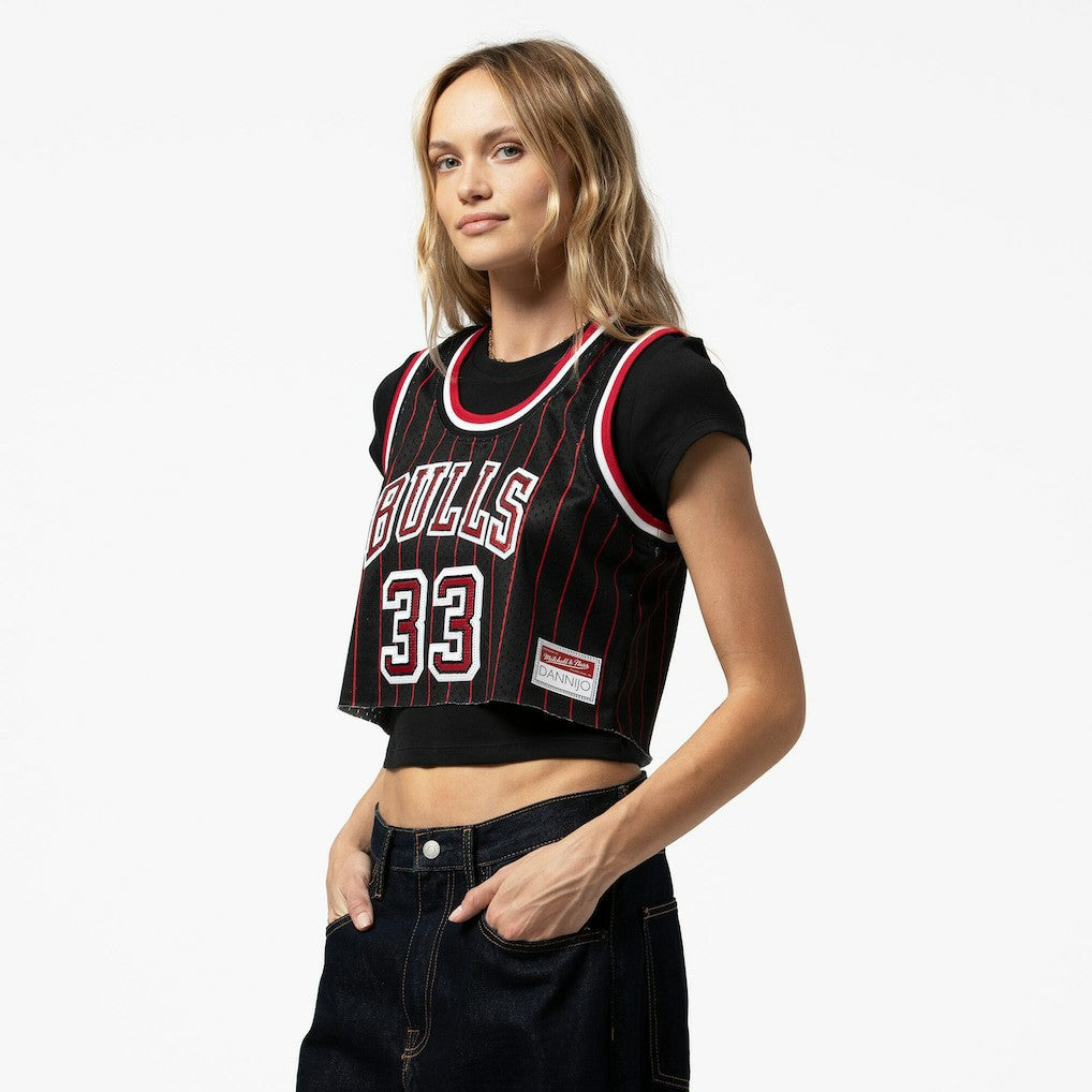Scottie Pippen Chicago Bulls x DANNIJO Women's Fashion Cropped Basketball Jersey sale - Black | NBA Jerseys