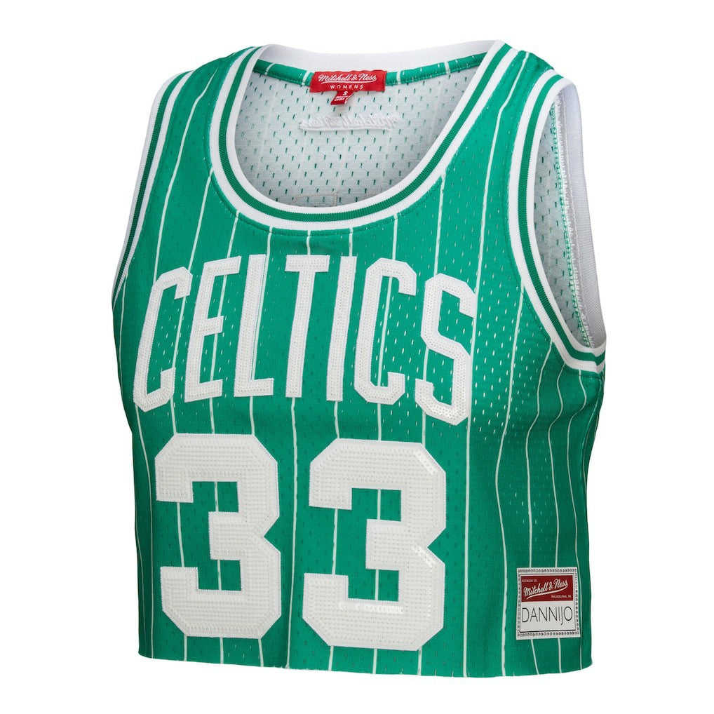 Mitchell & Ness - Larry Bird Boston Celtics x DANNIJO Women's Fashion Cropped Basketball Jersey - Kelly Green