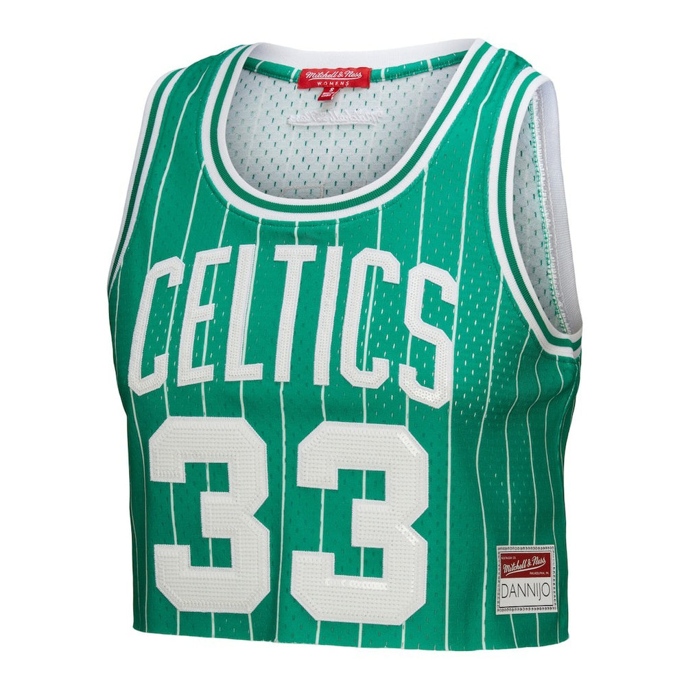 Mitchell & Ness - Larry Bird Boston Celtics x DANNIJO Women's Fashion Cropped Basketball Jersey - Kelly Green