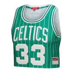 Mitchell & Ness - Larry Bird Boston Celtics x DANNIJO Women's Fashion Cropped Basketball Jersey - Kelly Green
