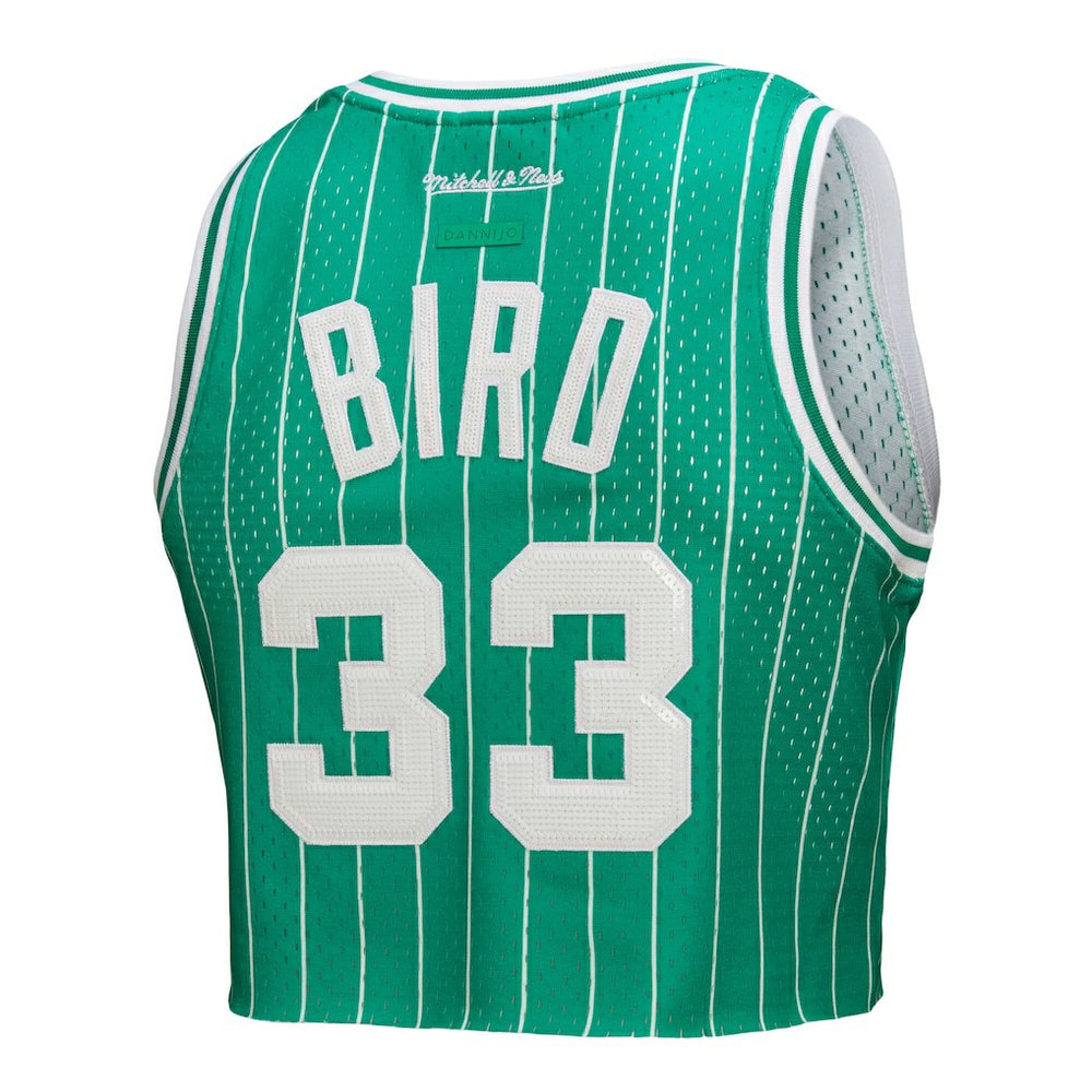 Mitchell & Ness - Larry Bird Boston Celtics x DANNIJO Women's Fashion Cropped Basketball Jersey - Kelly Green