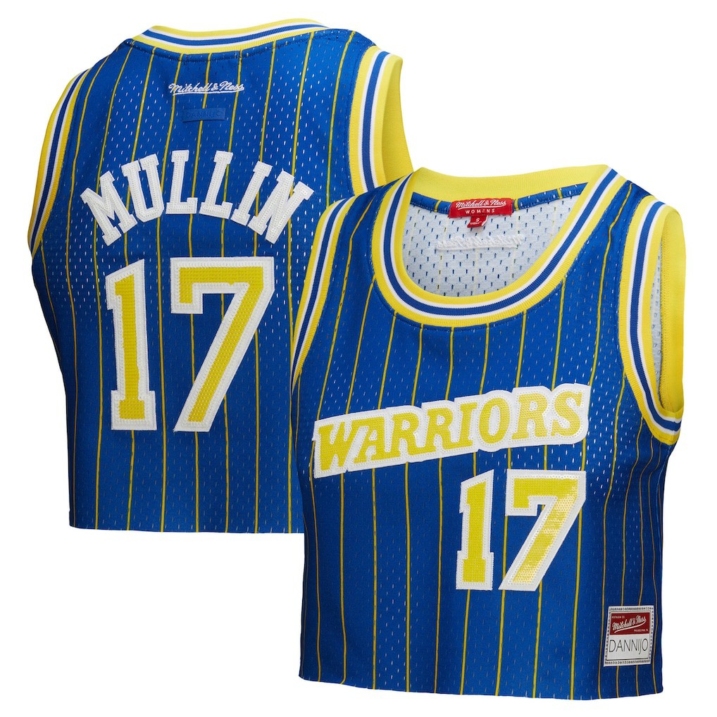 Mitchell & Ness - Chris Mullin Golden State Warriors x DANNIJO Women's Fashion Cropped Basketball Jersey - Royal