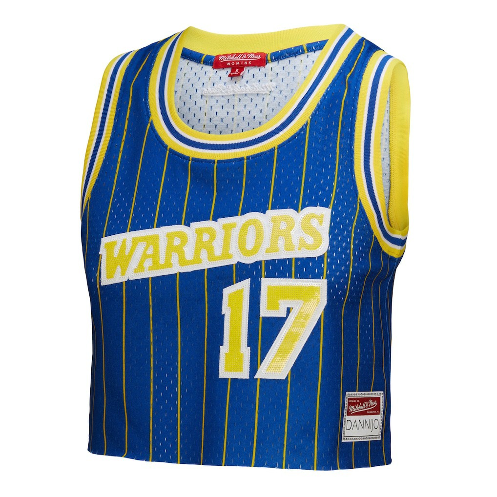 Mitchell & Ness - Chris Mullin Golden State Warriors x DANNIJO Women's Fashion Cropped Basketball Jersey - Royal