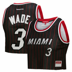 Mitchell & Ness - Dwyane Wade Miami Heat x DANNIJO Women's Fashion Cropped Basketball Jersey - Black