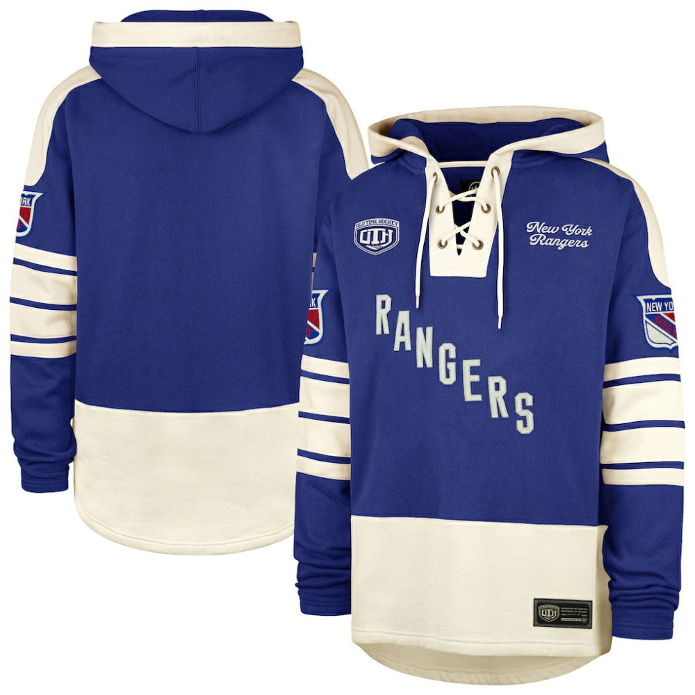New York Rangers '47 Blue Line Heritage Lacer Pullover Hoodie Blue