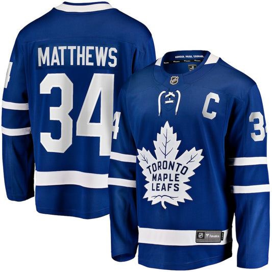 Auston Matthews Toronto Maple Leafs Fanatics Captain Patch Home Breakaway Player Jersey - Blue | NHL Jerseys