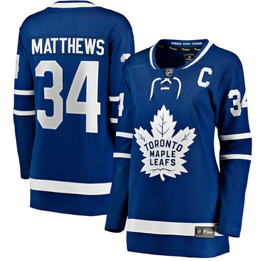 Auston Matthews Toronto Maple Leafs Fanatics Women's Captain Patch Home Breakaway Player Jersey - Blue | NHL Jerseys
