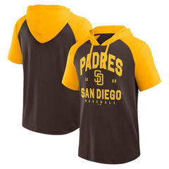 San Diego Padres Logo Athletic Prime Raglan Short Sleeve Hoodie T-Shirt discount