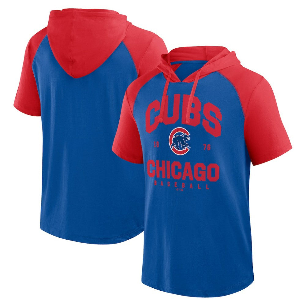 Chicago Cubs Logo Athletic Prime Raglan Short Sleeve Hoodie T-Shirt Online