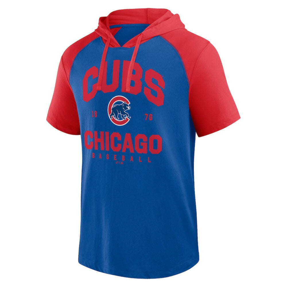 Chicago Cubs Logo Athletic Prime Raglan Short Sleeve Hoodie T-Shirt Online