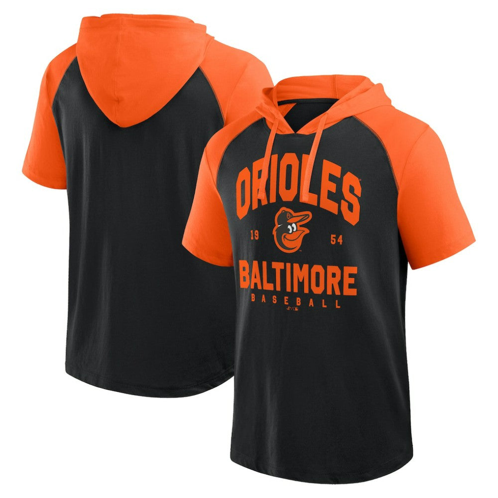 Baltimore Orioles Logo Athletic Prime Raglan Short Sleeve Hoodie T-Shirt discount