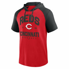 Cincinnati Reds Logo Athletic Prime Raglan Short Sleeve Hoodie T-Shirt Sale