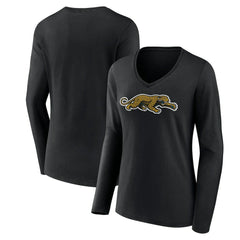 Jacksonville Jaguars Women's Classic Logo Long Sleeve V-Neck T-Shirt Black - NFL