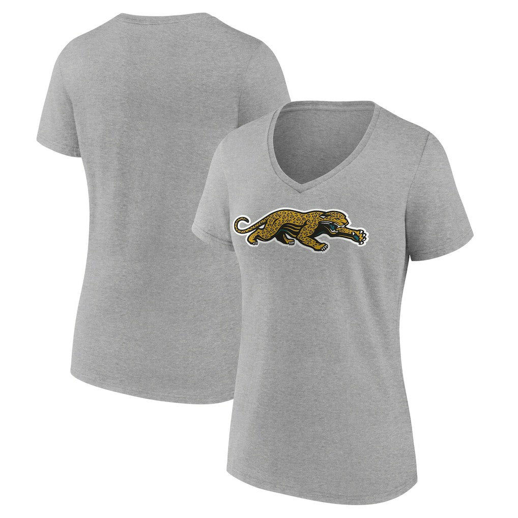 Jacksonville Jaguars Women's Classic Logo V-Neck T-Shirt Gray - NFL