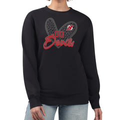 New Jersey Devils - G-III 4Her by Carl Banks Women's Animal Print Heart Fleece Pullover Sweatshirt Black