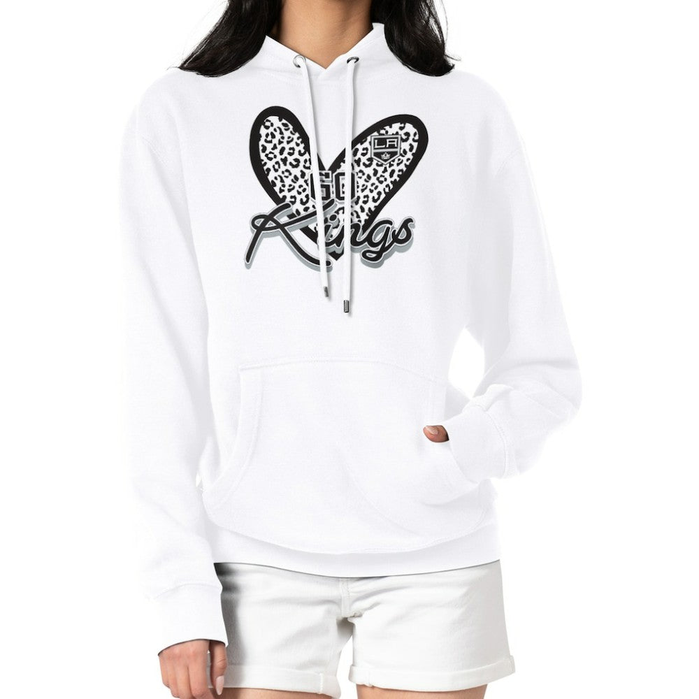 Los Angeles Kings - G-III 4Her by Carl Banks Women's Animal Print Heart Fleece Pullover Hoodie White