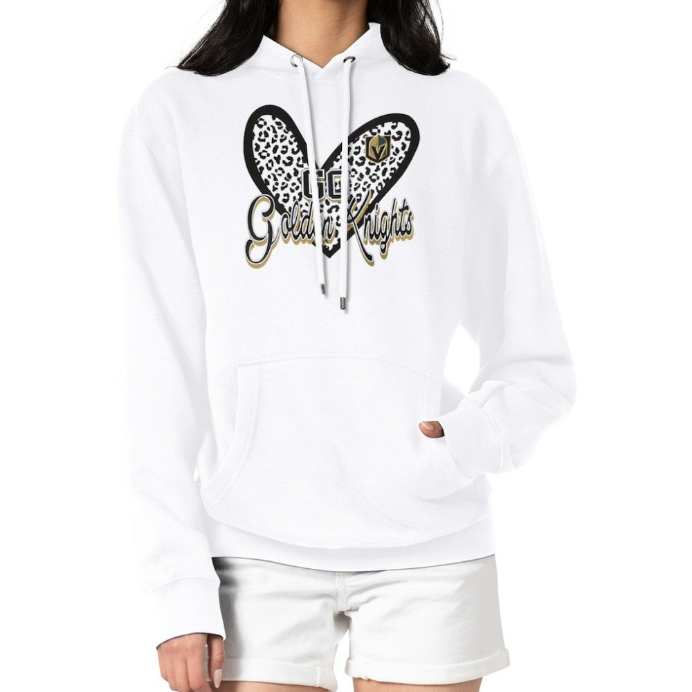 Vegas Golden Knights G-III 4Her by Carl Banks Women's Animal Print Heart Fleece Pullover Hoodie White
