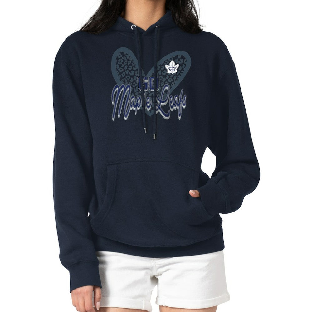 Toronto Maple Leafs - G-III 4Her by Carl Banks Women's Animal Print Heart Fleece Pullover Hoodie Navy