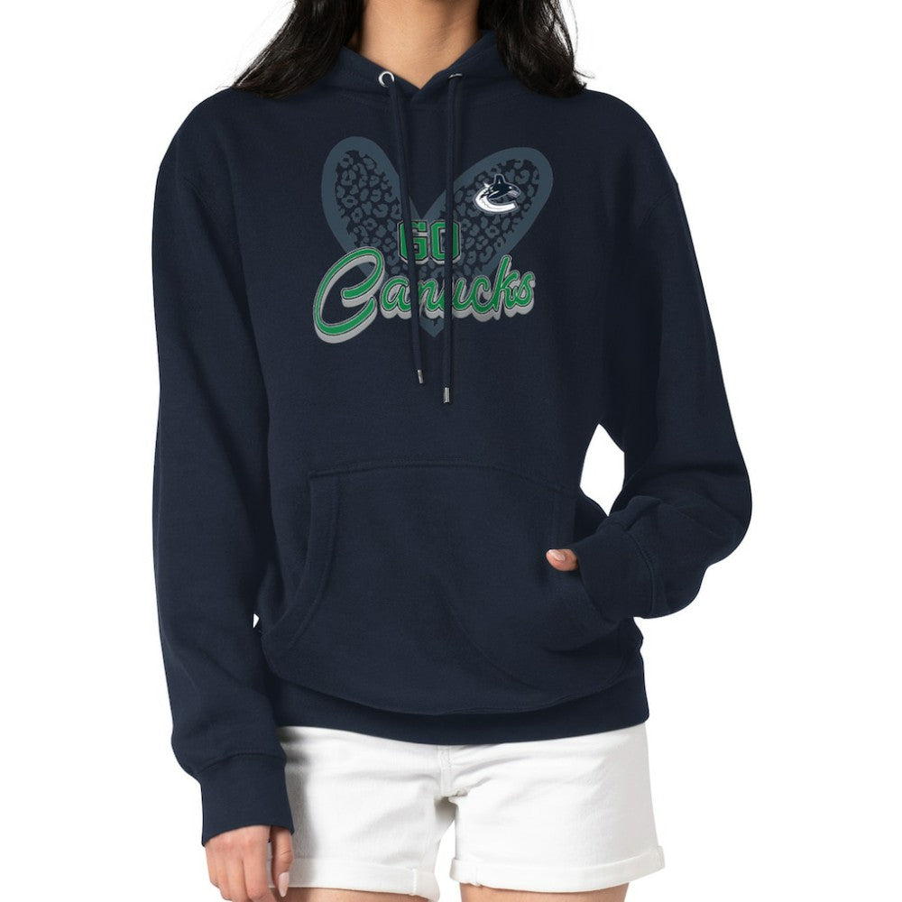 Vancouver Canucks - G-III 4Her by Carl Banks Women's Animal Print Heart Fleece Pullover Hoodie Navy