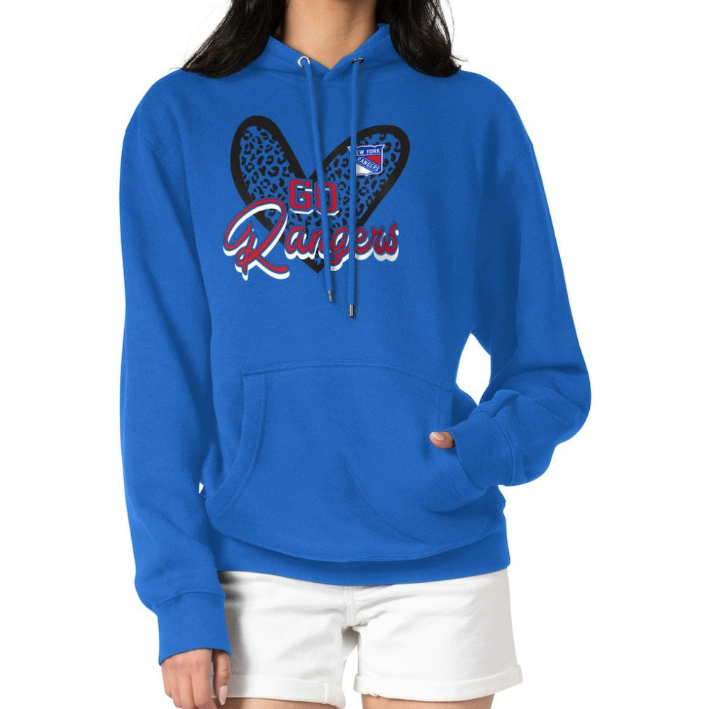 New York Rangers G-III 4Her by Carl Banks Women's Animal Print Heart Fleece Pullover Hoodie Blue
