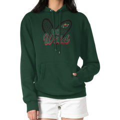 Minnesota Wild - G-III 4Her by Carl Banks Women's Animal Print Heart Fleece Pullover Hoodie Green