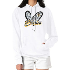 Boston Bruins G-III 4Her by Carl Banks Women's Animal Print Heart Fleece Pullover Hoodie White