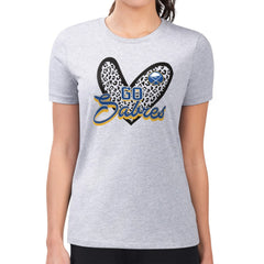 Buffalo Sabres - G-III 4Her by Carl Banks Women's Super-Slim Fit Lightweight Animal Print Heart T-Shirt Heather Gray