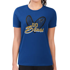 St. Louis Blues - G-III 4Her by Carl Banks Women's Super-Slim Fit Lightweight Animal Print Heart T-Shirt Blue