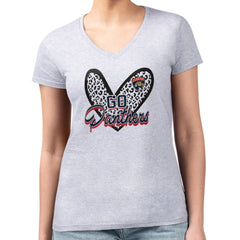 Florida Panthers - G-III 4Her by Carl Banks Women's Super-Slim Fit Lightweight Animal Print Heart V-Neck T-Shirt Heather Gray
